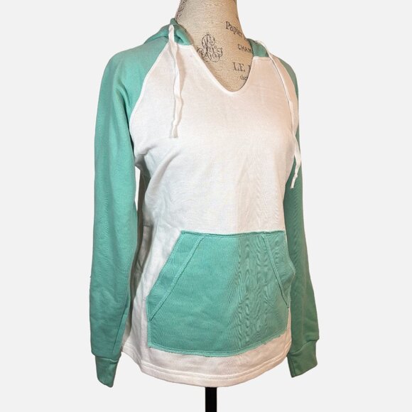 LAGACI Teal & White Colorblock Hoodie - Size M - Picture 7 of 12